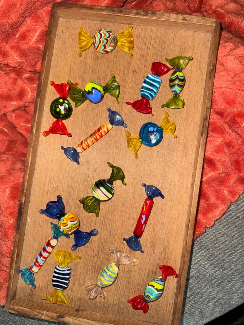 Sweet Nostalgia: A Dazzling Collection of 14 Vintage Murano Glass Candies